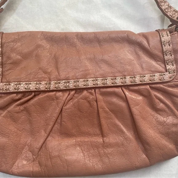 Fendi Rose gold Leather Shoulder Selleria Bag with silver hardware. - Picture 8 of 12